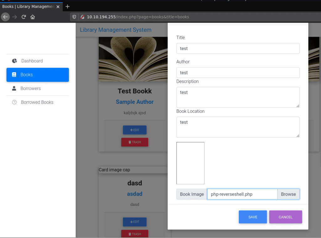 Library: Tryhackme Writeup 5 admin panel