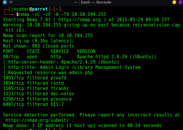 Library: Tryhackme Writeup 3 Nmap Scan